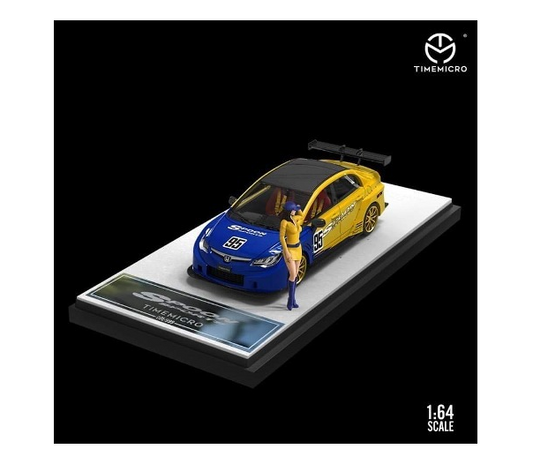 TM Time Micro 1:64 Honda Civic Blue / yellow with Figure