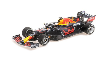 410212333 MINICHAMPS 1:43 Honda Red Bull Racing RB16B M. Verstappen Abu Dhabi GP 2021 Winner World Champion with Pit Board