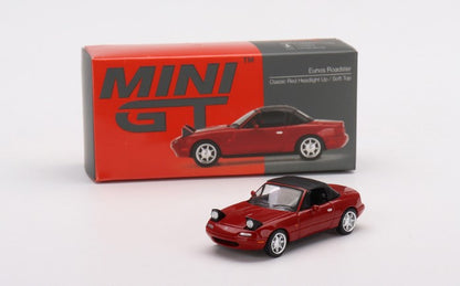 MGT00362-R TSM MINI-GT 1:64 Eunos Roadster Classic Red Headlight Up/Soft Top RHD