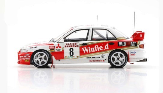 S6513 SPARK 1:43 Mitsubishi Lancer Evo 3 #8 Rally San Remo 1996 Didier Auriol/Denis Giraudet