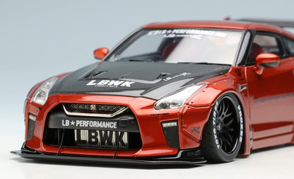 LB015C MakeUp EIDOLON 1:43 Nissan LB WORKS R35 GT-R Type 1.5 LB Shilhouette Wing Candy Orange/Black Stripe