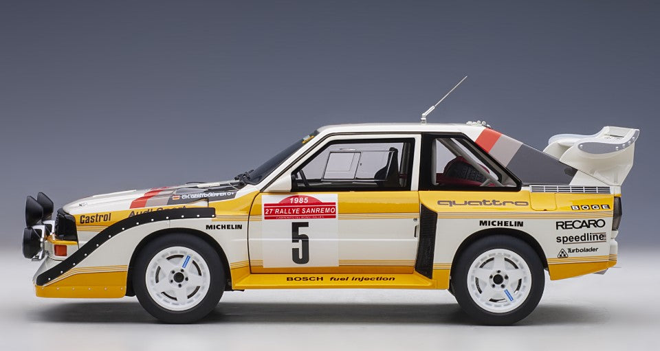 88503 AUTOart 1:18 Audi Sporttro S1 WRC 1985 #5 Roll / Gist Dolfer Sanremo Rally Winner