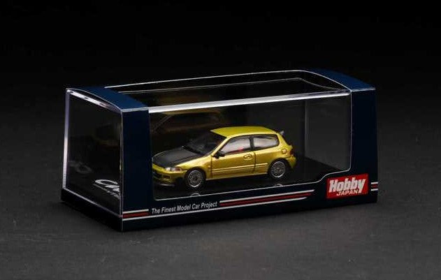 HJ641017FY Hobby JAPAN 1:64 Honda Civic EG6 JDM STYLE Mesh Wheel Yellow Metallic