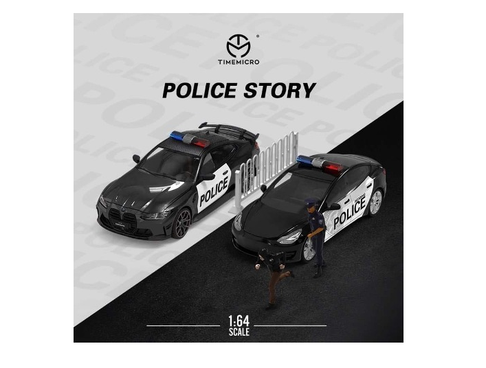 TM Time Micro 1:64 BMW M4 Police Story with Police Figure