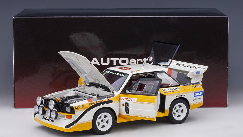 88602 AUTOart 1:18 Audi Sport Quattro S1 WRC 1986 #6 Mikkola / Hertz Monte Carlo