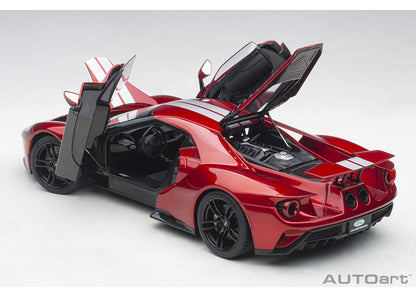 72943 AUTOart 1:18 Ford GT 2017 Metallic Red/Silver Stripe model cars