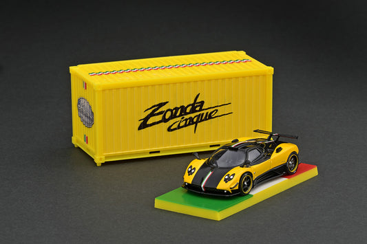 T64G-TL021-YL TARMAC WORKS 1:64 Pagani Zonda Cinque Giallo Limone Special Edition With Container Taiwan event limited model