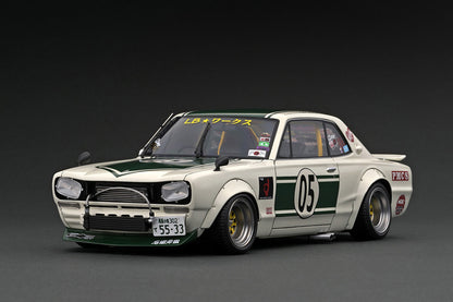 IG2647 ignition model 1:18 Nissan Hakosuka LB-WORKS Charasuka 2door White / Green With Mr.Hyuma Kato WEB limited